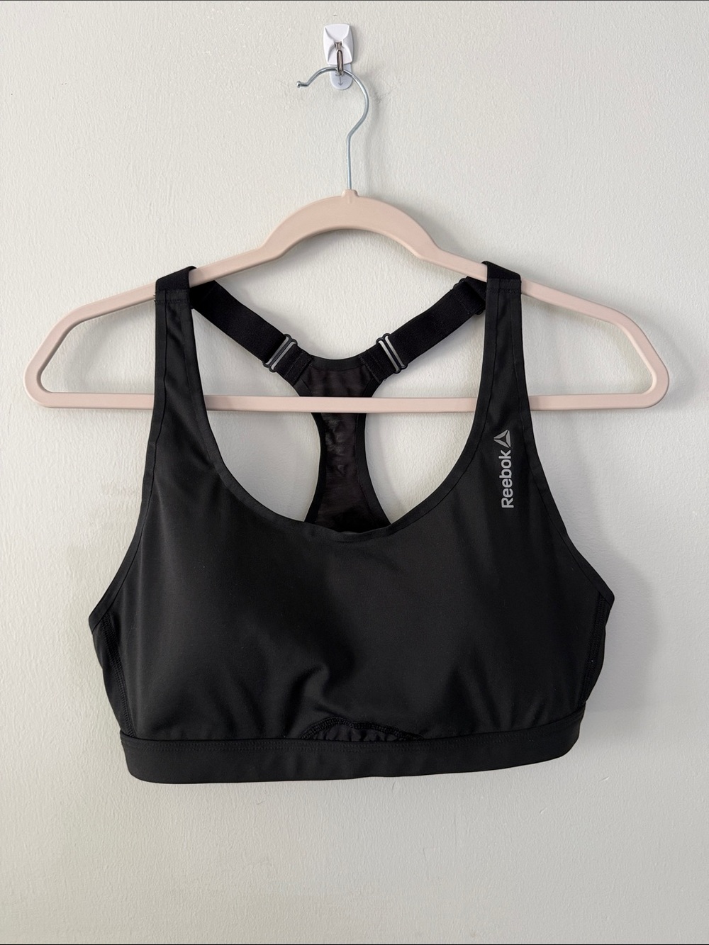 Reebok Black Racerback Adjustable-Strap Sports Bra